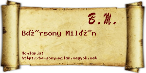 Bársony Milán névjegykártya