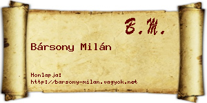 Bársony Milán névjegykártya