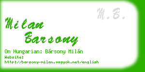 milan barsony business card